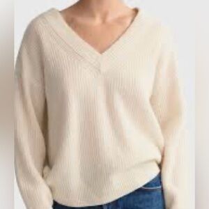 Women's Cream V-Neck Sweater
